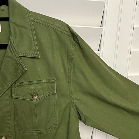 Jacket With Belt Long Sleeve Button Down Army Green Jacket Shirt - Picture 7 of 15